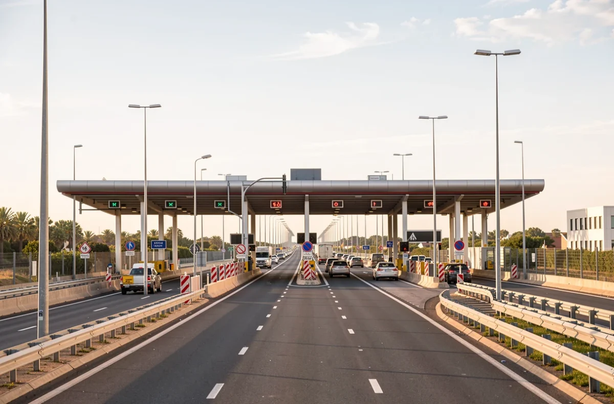 Barrières de péage sur une autopista espagnole le matin