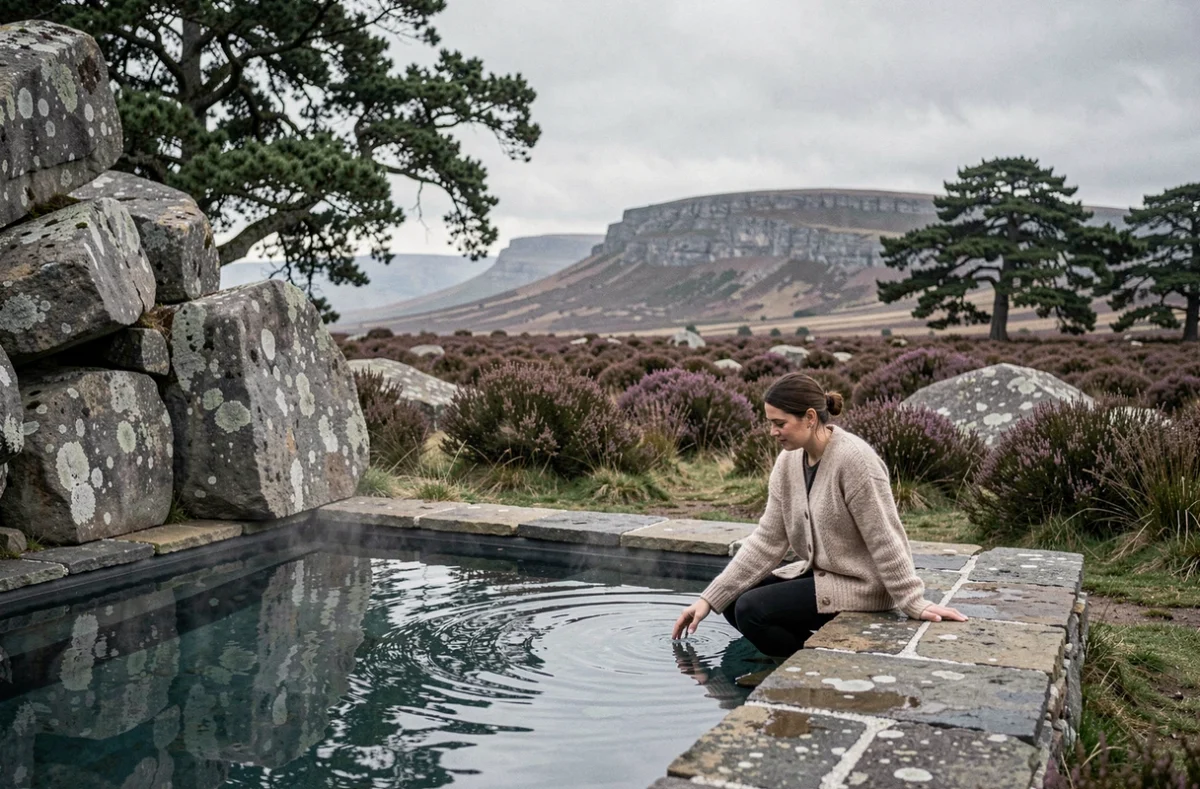 La Bergerie de Laval en Lozère avec sa petite piscine chauffée entourée de landes et de châtaigniers sur le plateau sauvage