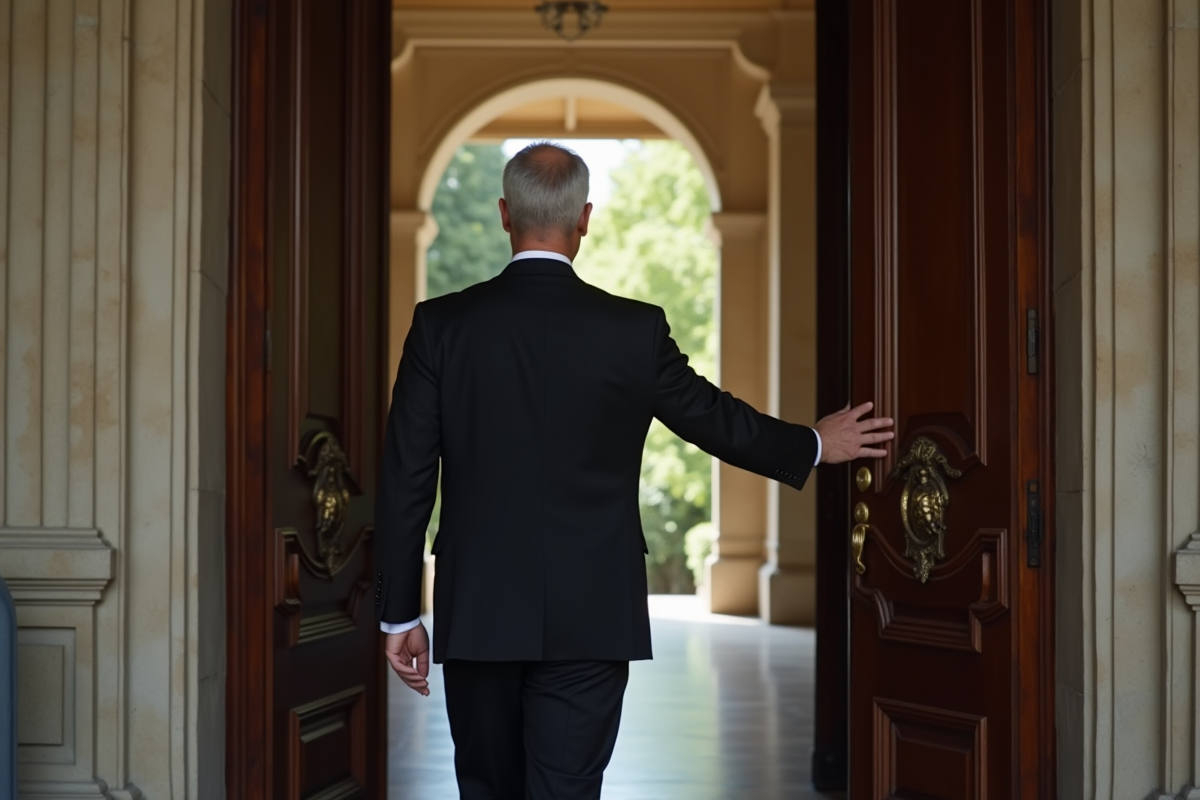 Concierge professionnel ouvrant la porte d