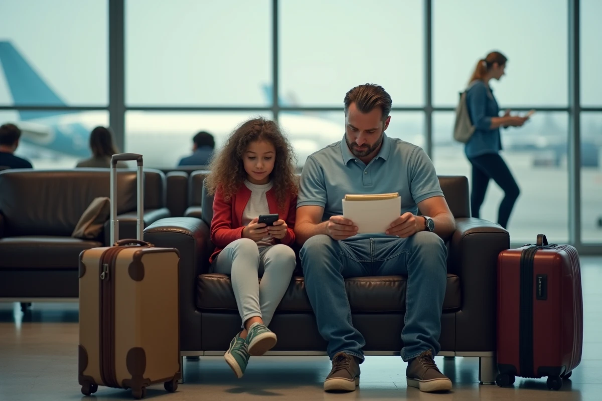 Famille dans le salon d