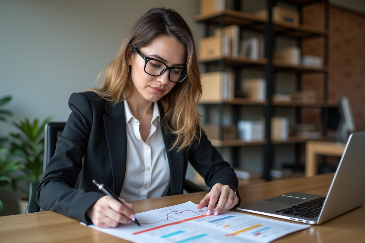 Femme professionnelle en réunion avec document roadmap